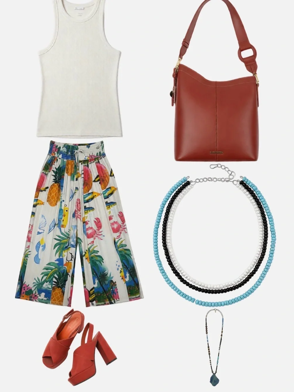 NWT • TRUE DESTINATIONS • Wide-Leg Tropical Print Pineapple Palazzo Pants - Picture 4 of 13